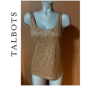 Talbots Petites Tan Brown Sequin Tank Top M